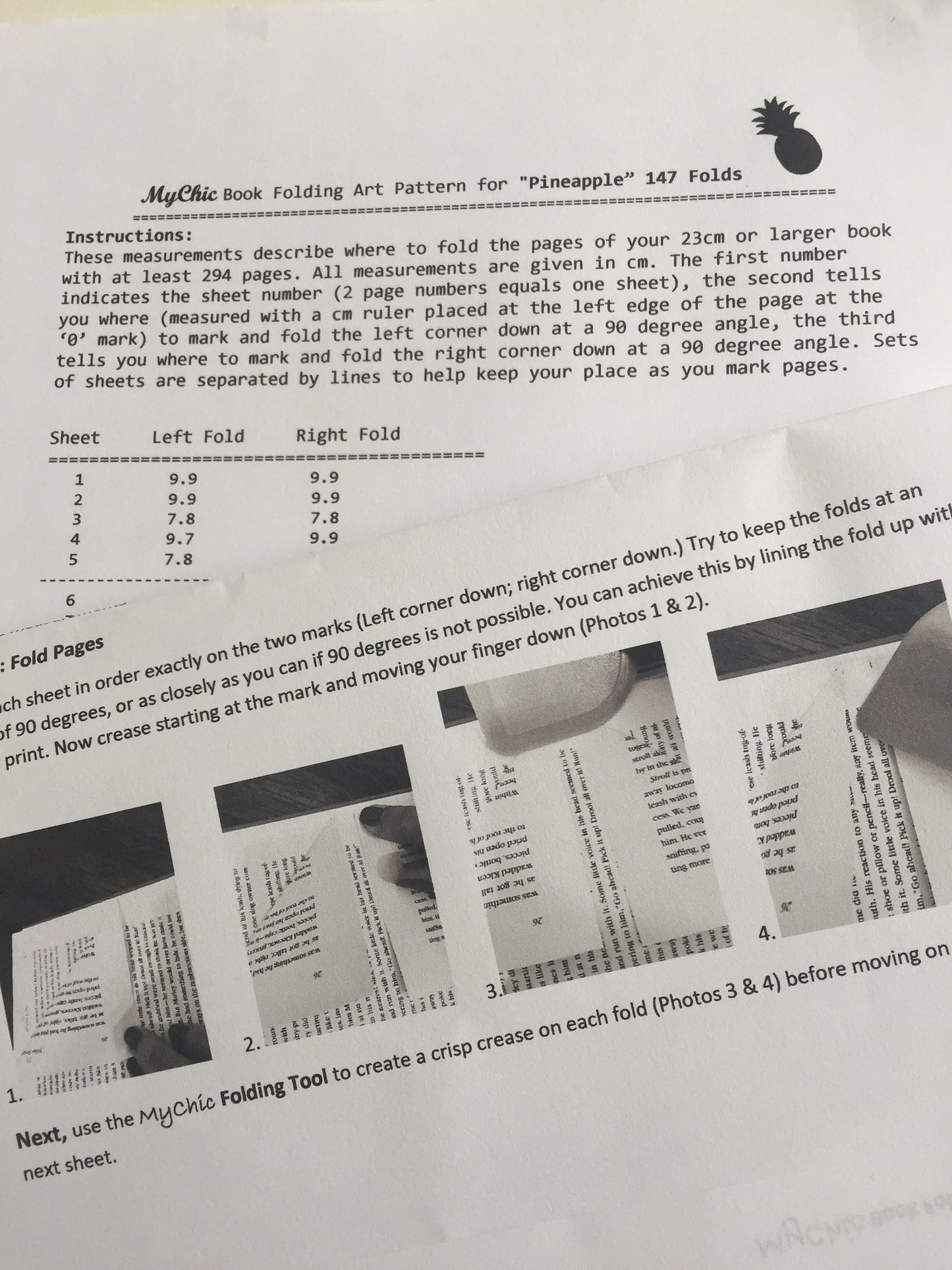 Pineapple Book Folding Pattern and How to Book Fold Instructions - Download and print!