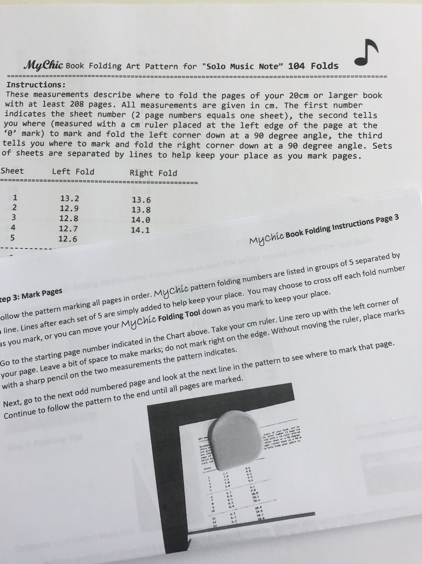 Two Music Note Book Folding Patterns and How to Book Fold Instructions. Download and print!