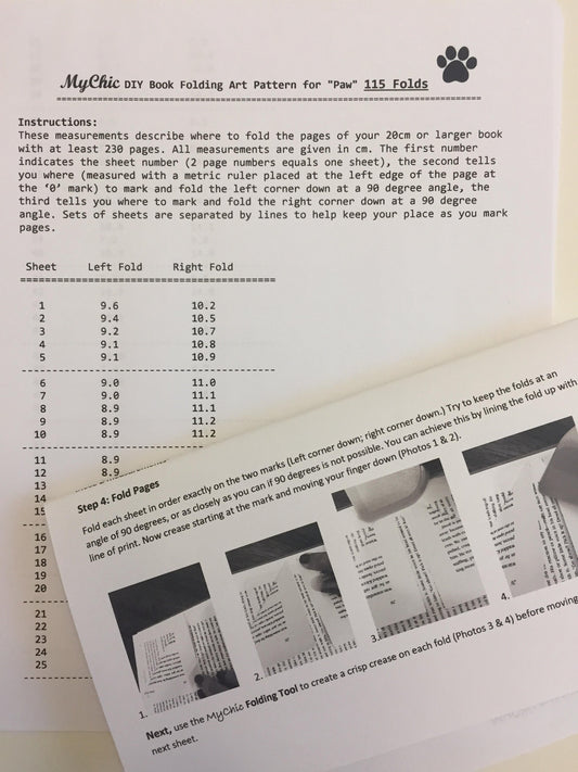 Paw Book Folding Pattern and How to Book Fold Instructions - Download and print!