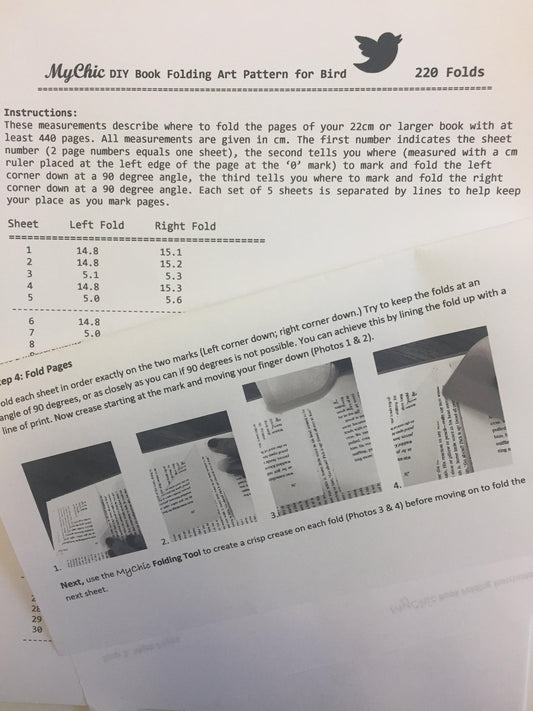 Bird Book Folding Pattern and How to Book Fold Instructions - Downloadable and print!