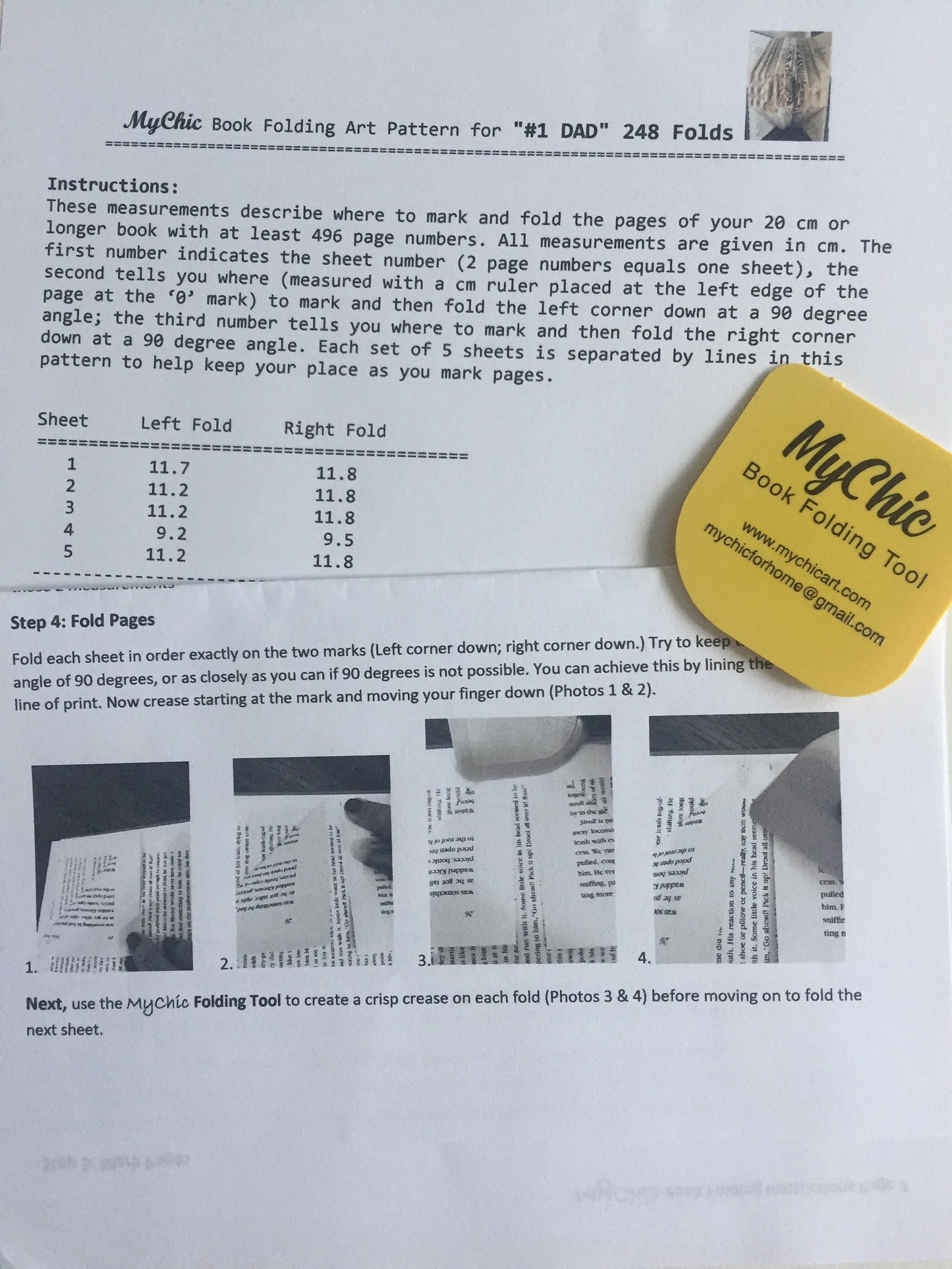 Dad Book Folding Pattern and How to Book Fold Instructions - Download and print!