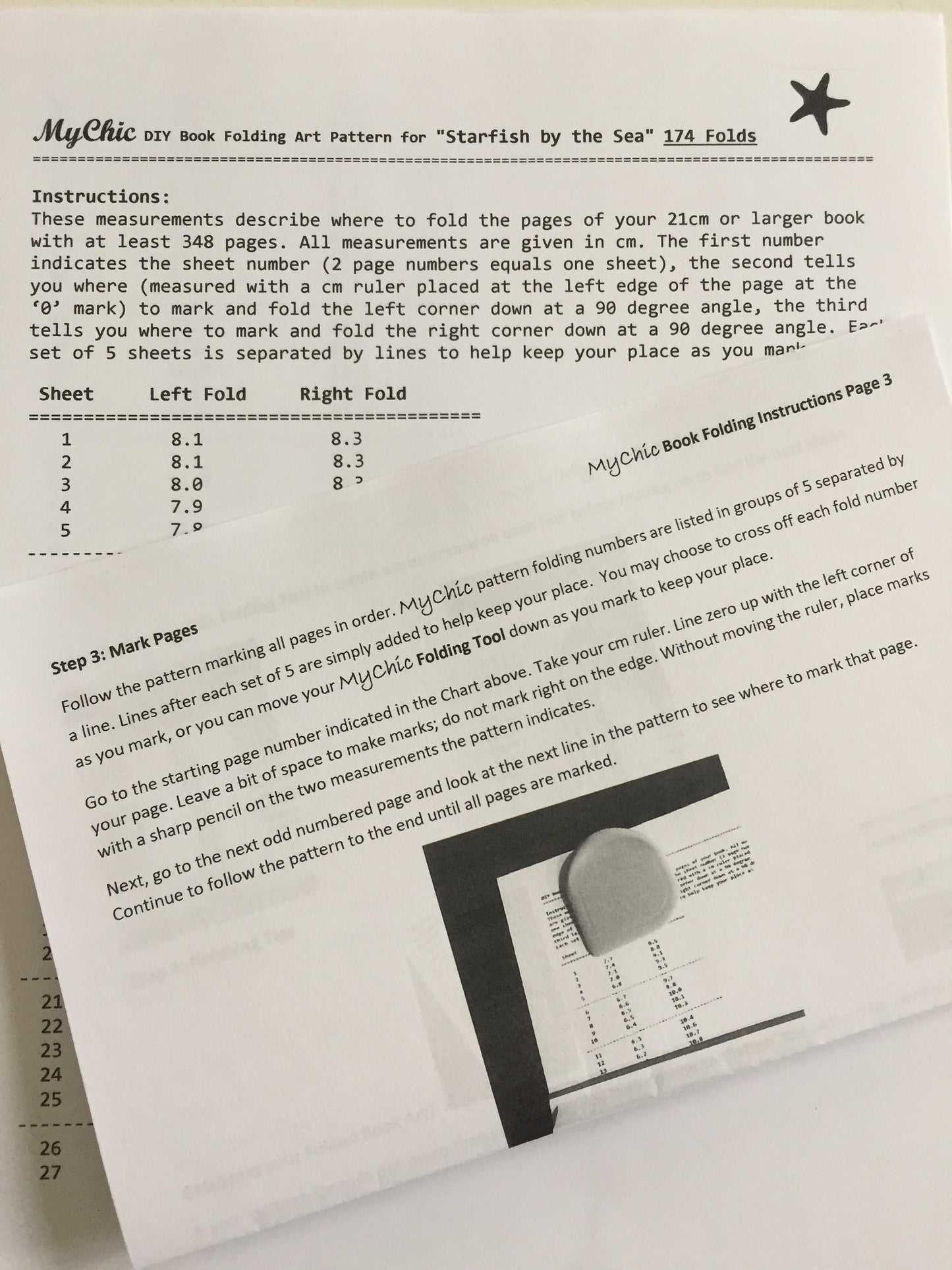 Starfish Book Folding Pattern and How to Book Fold Instructions - download and print