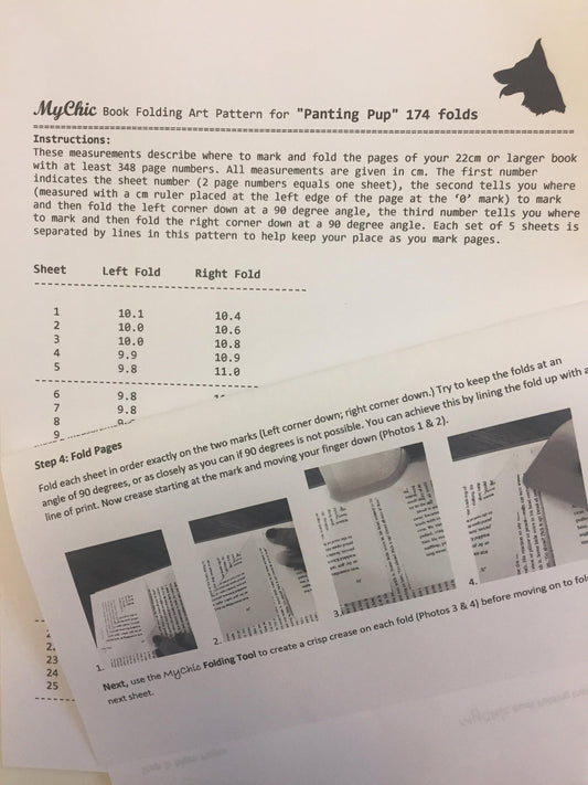 Dog Book Folding Pattern, How to Book Fold Instructions- downloadable and print!