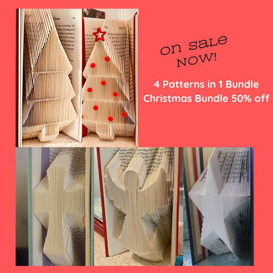 Christmas Pattern Bundle with 4 Patterns & Beginner-Friendly Instructions. Make Folded Book Art for Holiday Gifts!