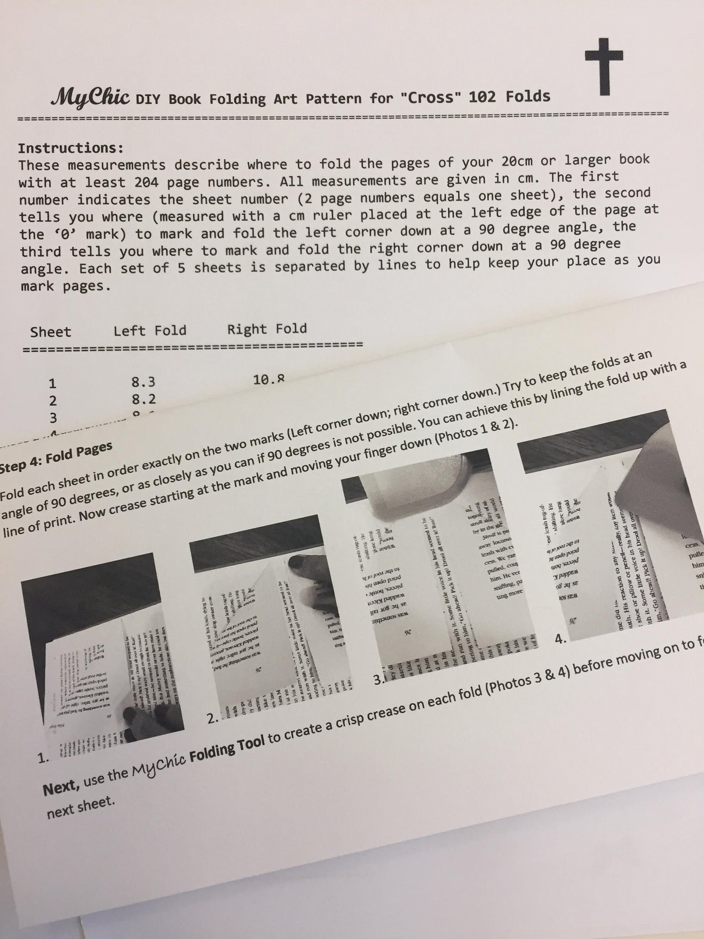 Cross Folding Pattern - Downloadable Book Fold Pattern and How to Book Fold Instructions